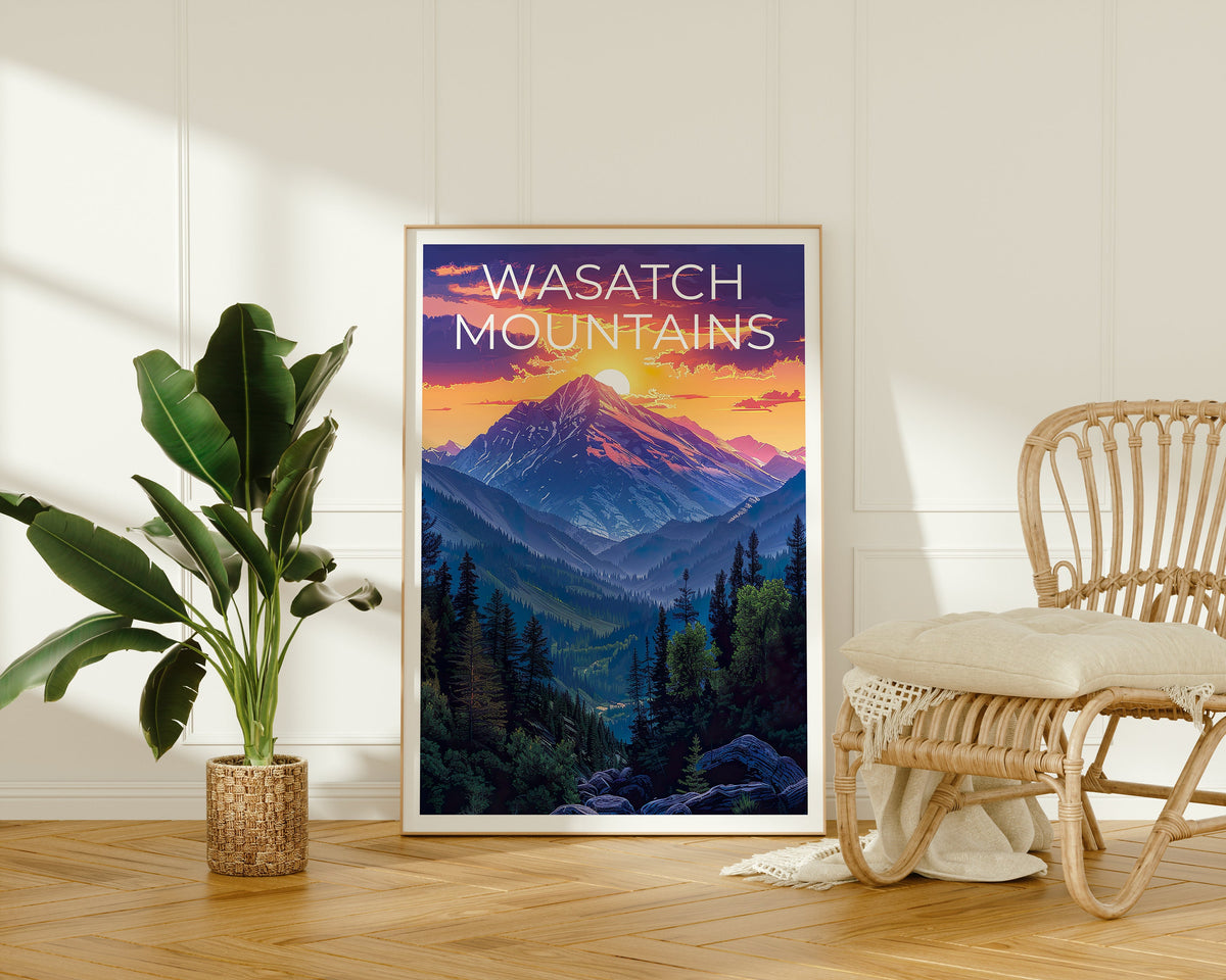 Affiche des montagnes Wasatch, impression Wasatch, affiche de l'Utah, impression de l'Idaho, affiche de voyage Wasatch, art Wasatch, impression des montagnes Wasatch