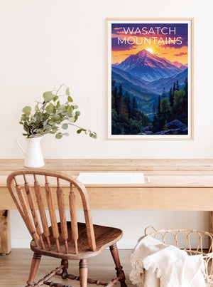 Affiche des montagnes Wasatch, impression Wasatch, affiche de l'Utah, impression de l'Idaho, affiche de voyage Wasatch, art Wasatch, impression des montagnes Wasatch