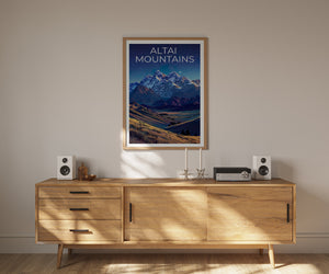 Affiche des montagnes de l'Altaï, Impression des montagnes de l'Altaï, Affiche de Mongolie, Impression de Mongolie, Affiche de voyage des montagnes de l'Altaï, Affiche Asie, Art de la Mongolie