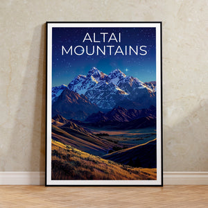 Affiche des montagnes de l'Altaï, Impression des montagnes de l'Altaï, Affiche de Mongolie, Impression de Mongolie, Affiche de voyage des montagnes de l'Altaï, Affiche Asie, Art de la Mongolie