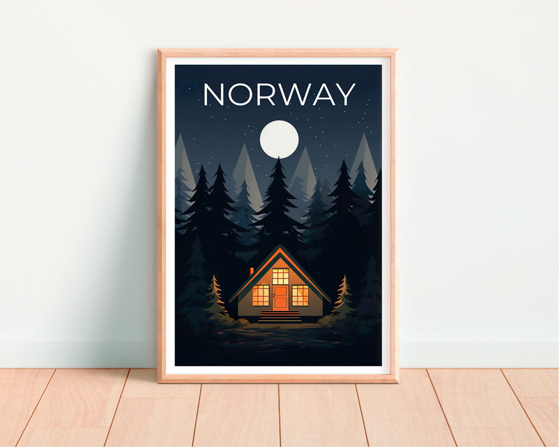 Affiche de Norvège, Impression de Norvège, Affiche de nature sauvage, Impression de cabine, Affiche de voyage en Norvège, Art de la forêt, Art de la Norvège