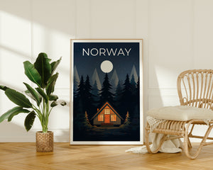 Norwegen Poster, Norwegen Druck, Wildnis Poster, Hütte Druck, Norwegen Reise Poster, Wald Kunst, Norwegen Kunst