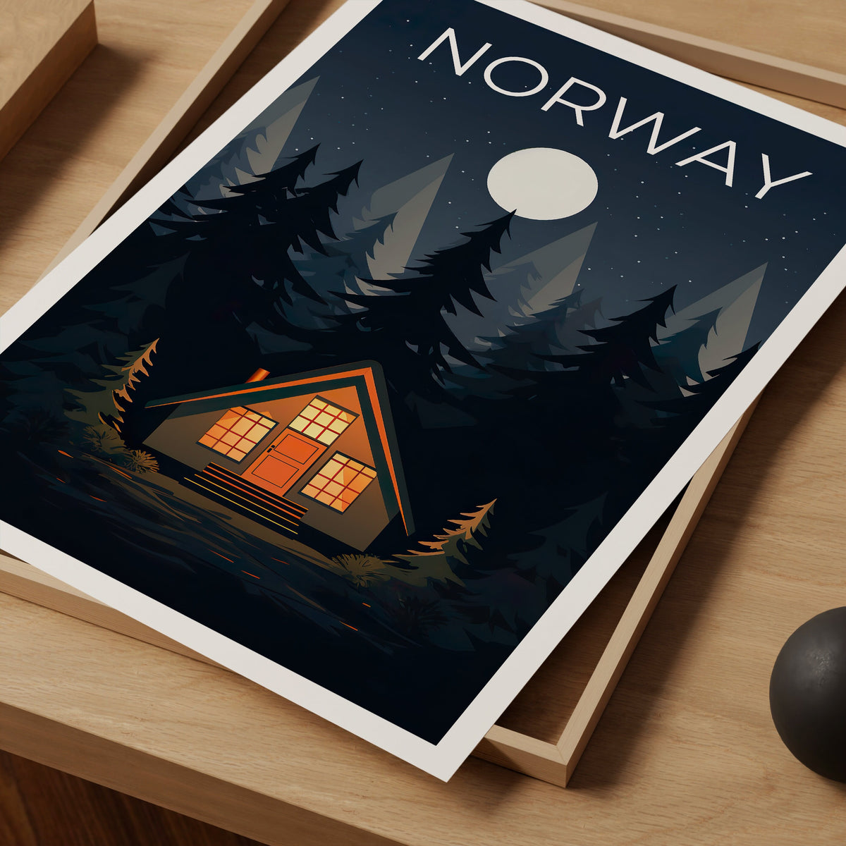 Norwegen Poster, Norwegen Druck, Wildnis Poster, Hütte Druck, Norwegen Reise Poster, Wald Kunst, Norwegen Kunst
