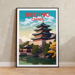 Affiche de voyage de Pékin, art mural de Chine, impression de Chine, affiche de Pékin, affiche du palais d'été, affiche de ville, art de Pékin
