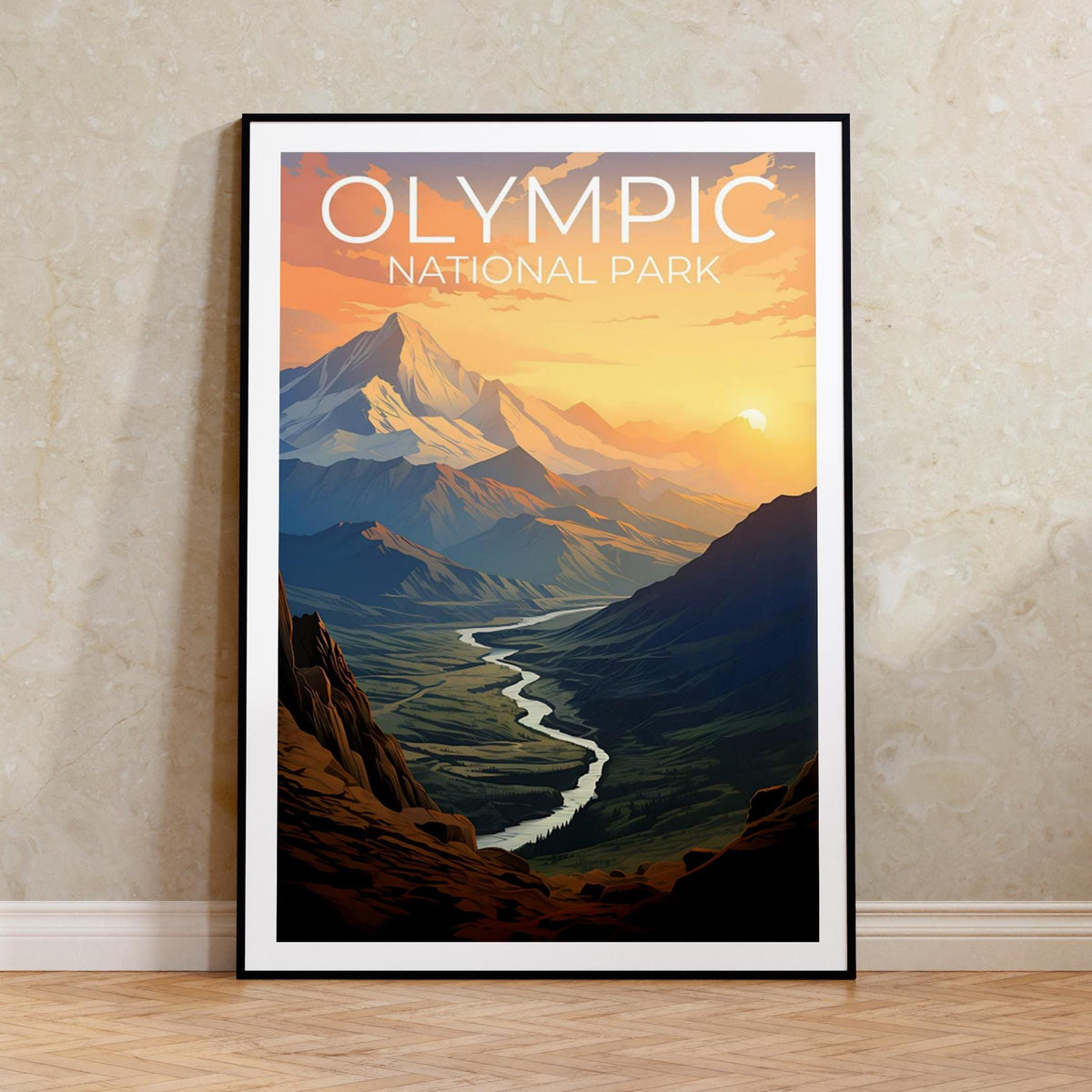 Affiche de voyage du parc national olympique, art mural de l'État de Washington, impression de l'État de Washington, affiche du parc national olympique,