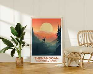 Shenandoah Virginia Poster — Autumn Buck in Blue Ridge Art