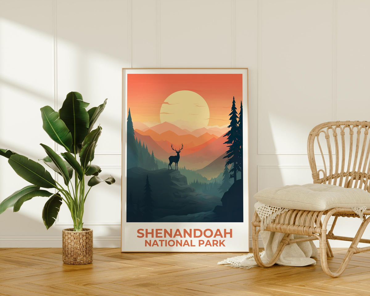 Shenandoah Virginia Poster — Autumn Buck in Blue Ridge Art