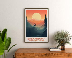 Shenandoah Virginia Poster — Autumn Buck in Blue Ridge Art