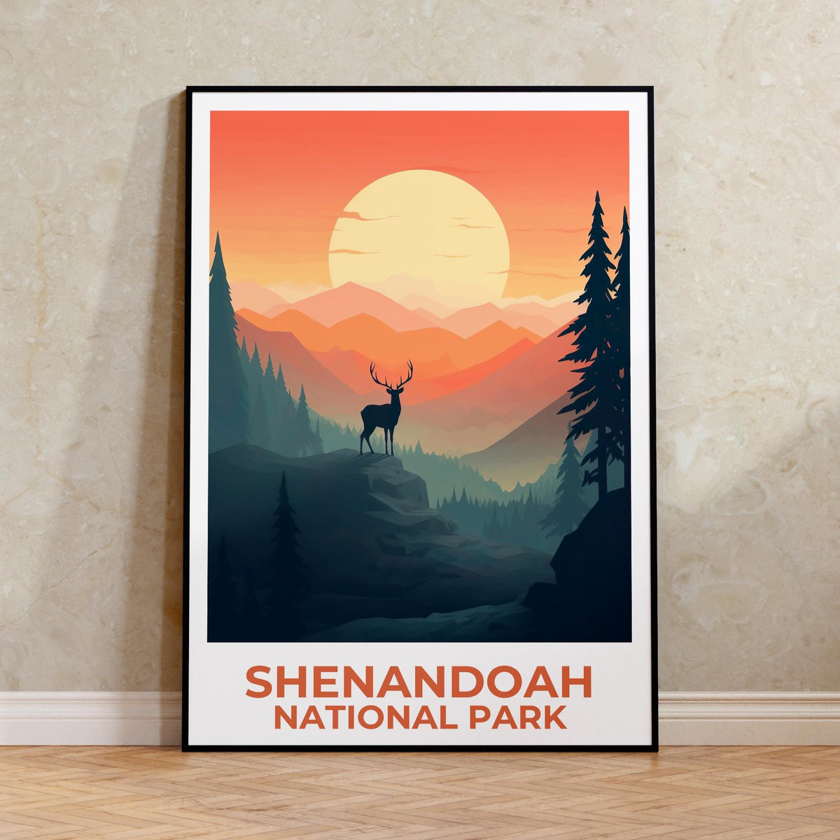 Shenandoah Virginia Poster — Autumn Buck in Blue Ridge Art