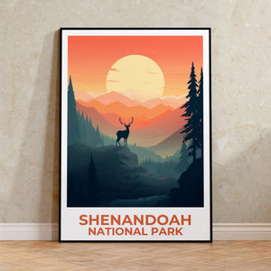 Shenandoah Virginia Poster — Autumn Buck in Blue Ridge Art
