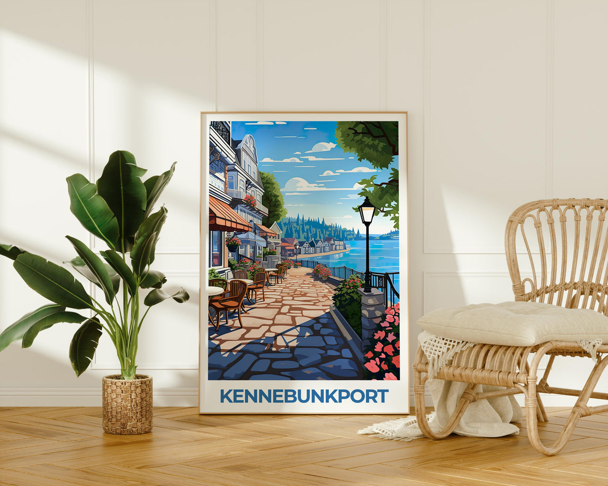Kennebunkport Maine Poster: Waterfront Cafe Terrace Print