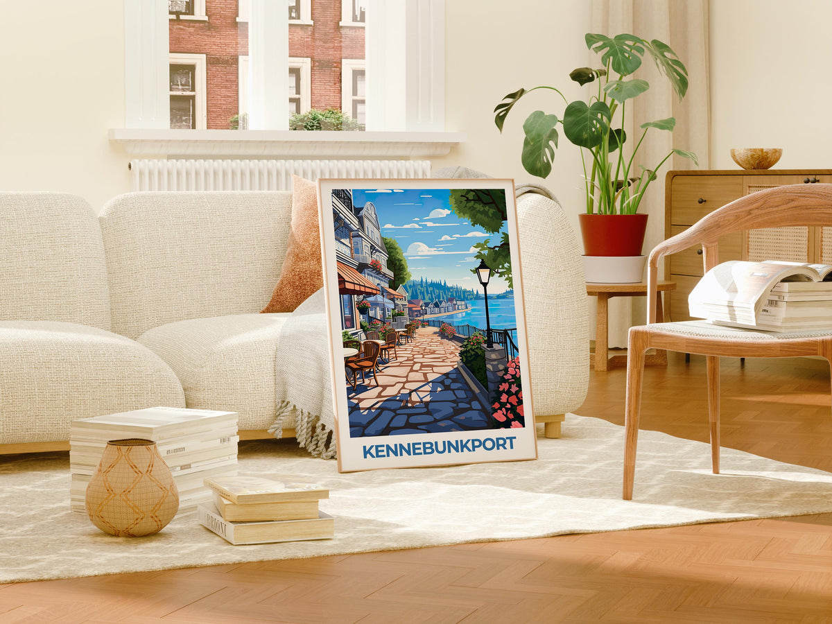 Kennebunkport Maine Poster: Waterfront Cafe Terrace Print