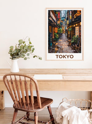 Tokyo Japan Poster – Glowing Izakaya Alley Lantern Print