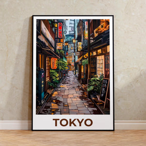Tokyo Japan Poster – Glowing Izakaya Alley Lantern Print