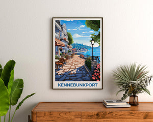 Kennebunkport Maine Poster: Waterfront Cafe Terrace Print