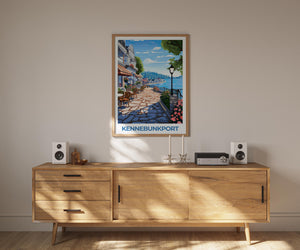 Kennebunkport Maine Poster: Waterfront Cafe Terrace Print