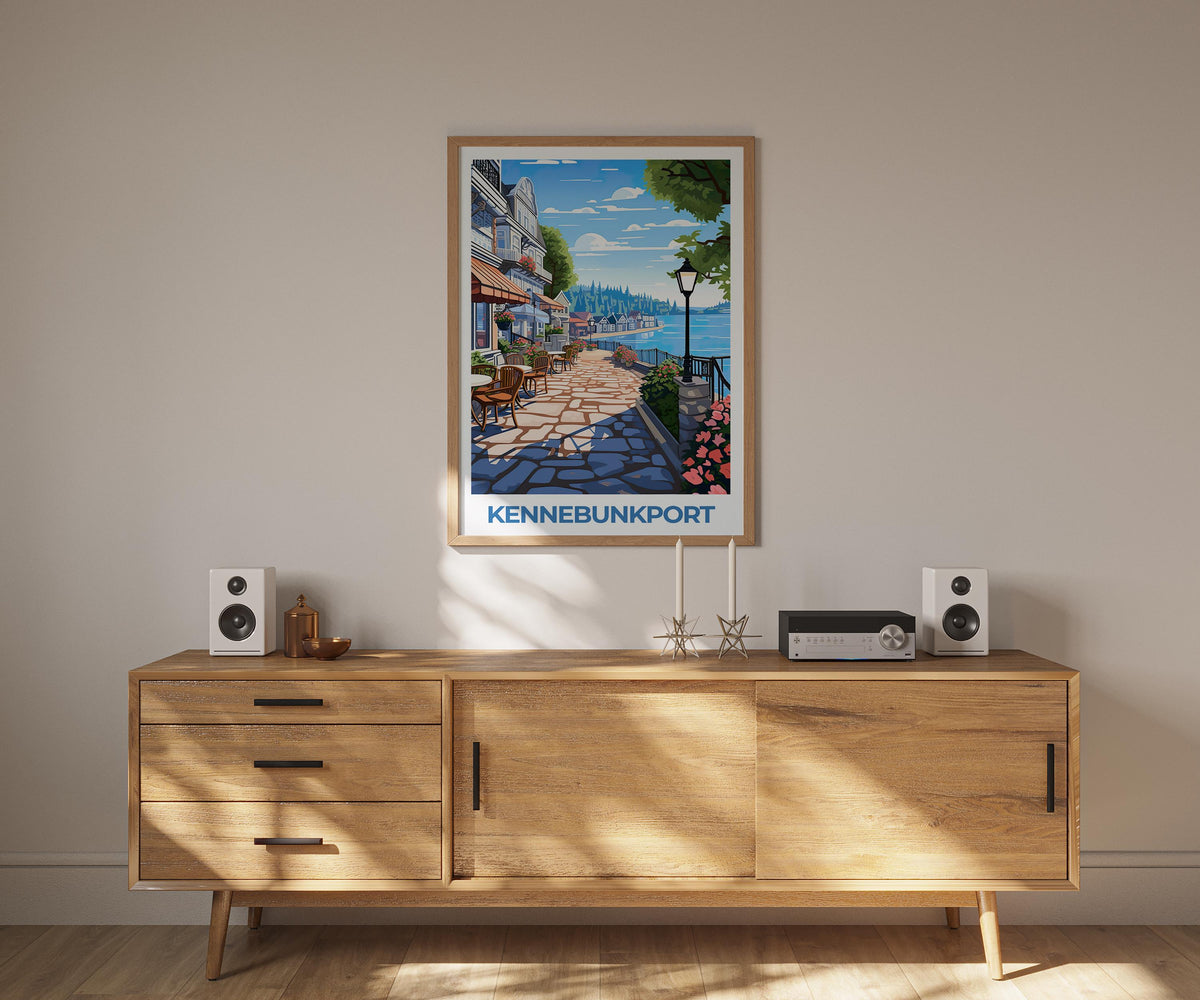 Kennebunkport Maine Poster: Waterfront Cafe Terrace Print