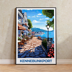 Kennebunkport Maine Poster: Waterfront Cafe Terrace Print