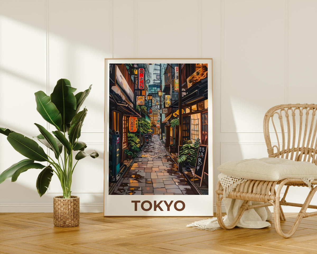 Tokyo Japan Poster – Glowing Izakaya Alley Lantern Print