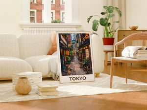 Tokyo Japan Poster – Glowing Izakaya Alley Lantern Print
