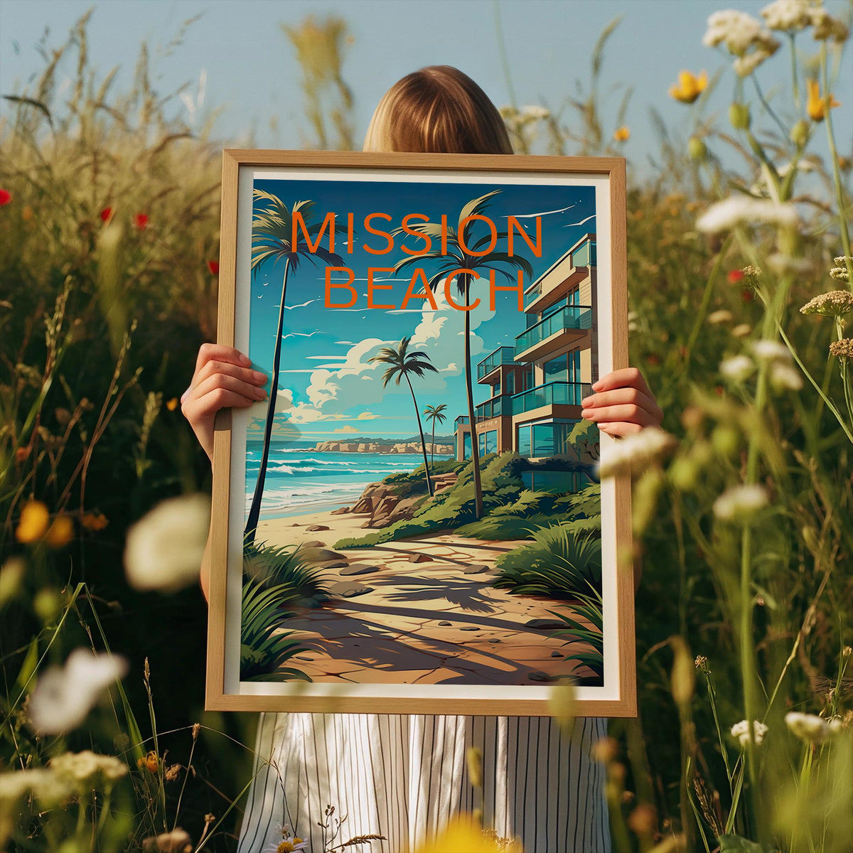 Mission Beach Reiseposter, Kalifornien Wandkunst, Kalifornien Druck, Mission Beach Poster, Kalifornien Poster, Natur Poster,