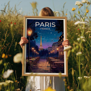 Affiche de voyage à Paris, Art mural France, Impression France, Affiche Tour Eiffel, Art Tour Eiffel, Affiche Europe, Paris la nuit, Décoration murale