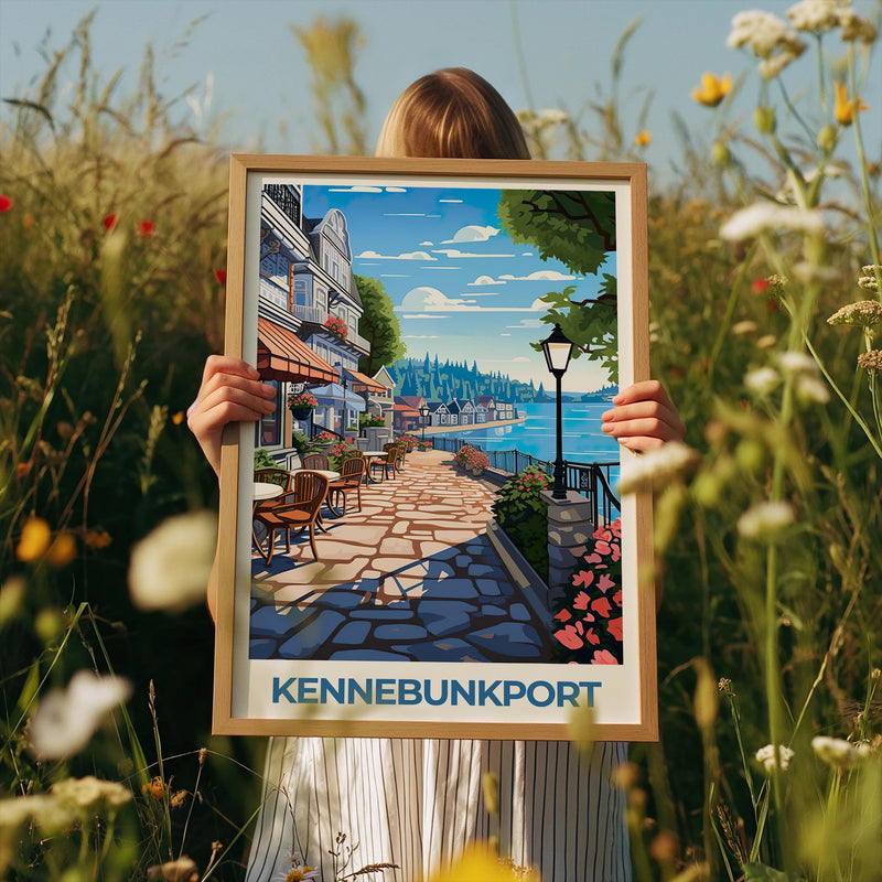 Kennebunkport Maine Poster: Waterfront Cafe Terrace Print