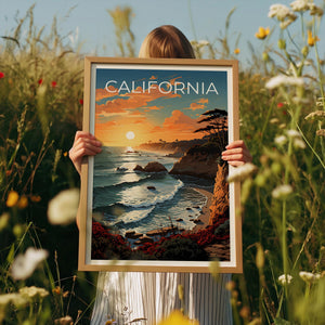 Kalifornien Reiseposter, Küstenwandkunst, Küstendruck, Kalifornien Poster, Küstenposter, Kalifornien Druck, Kalifornien Kunst