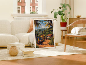 Sri Lanka Poster — Tuk Tuk in a Tropical Village Print