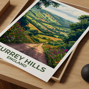 Surrey Hills England Poster, Rolling Countryside Path Print