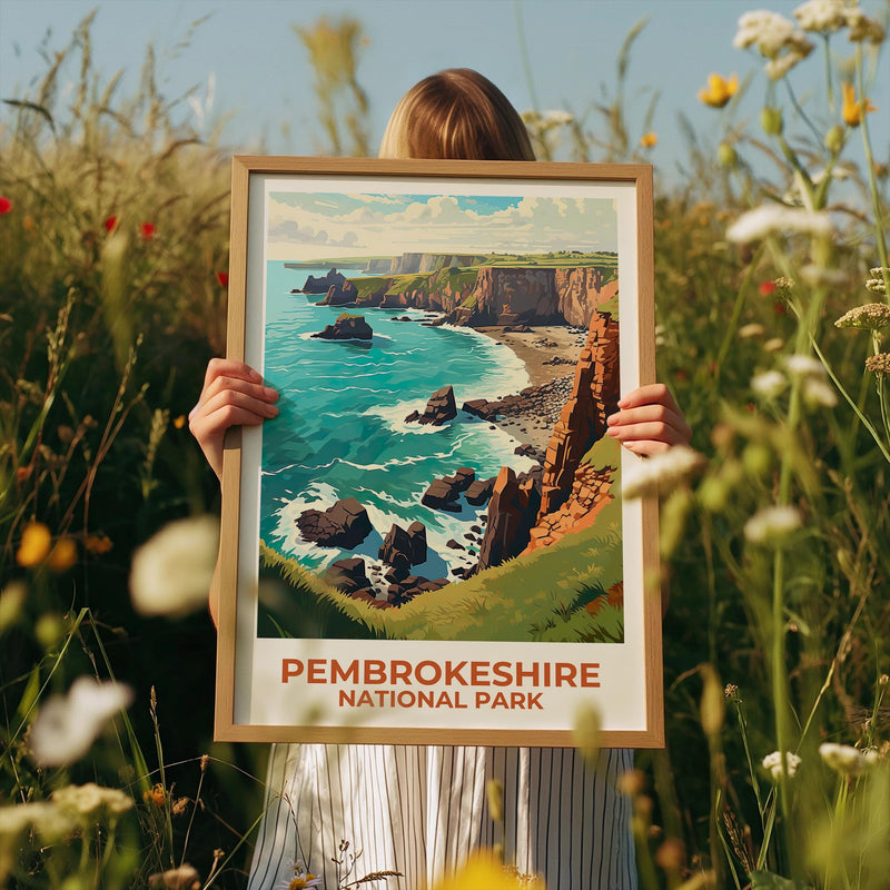 Pembrokeshire Coast Poster, Wales Sea Cliffs Wall Art
