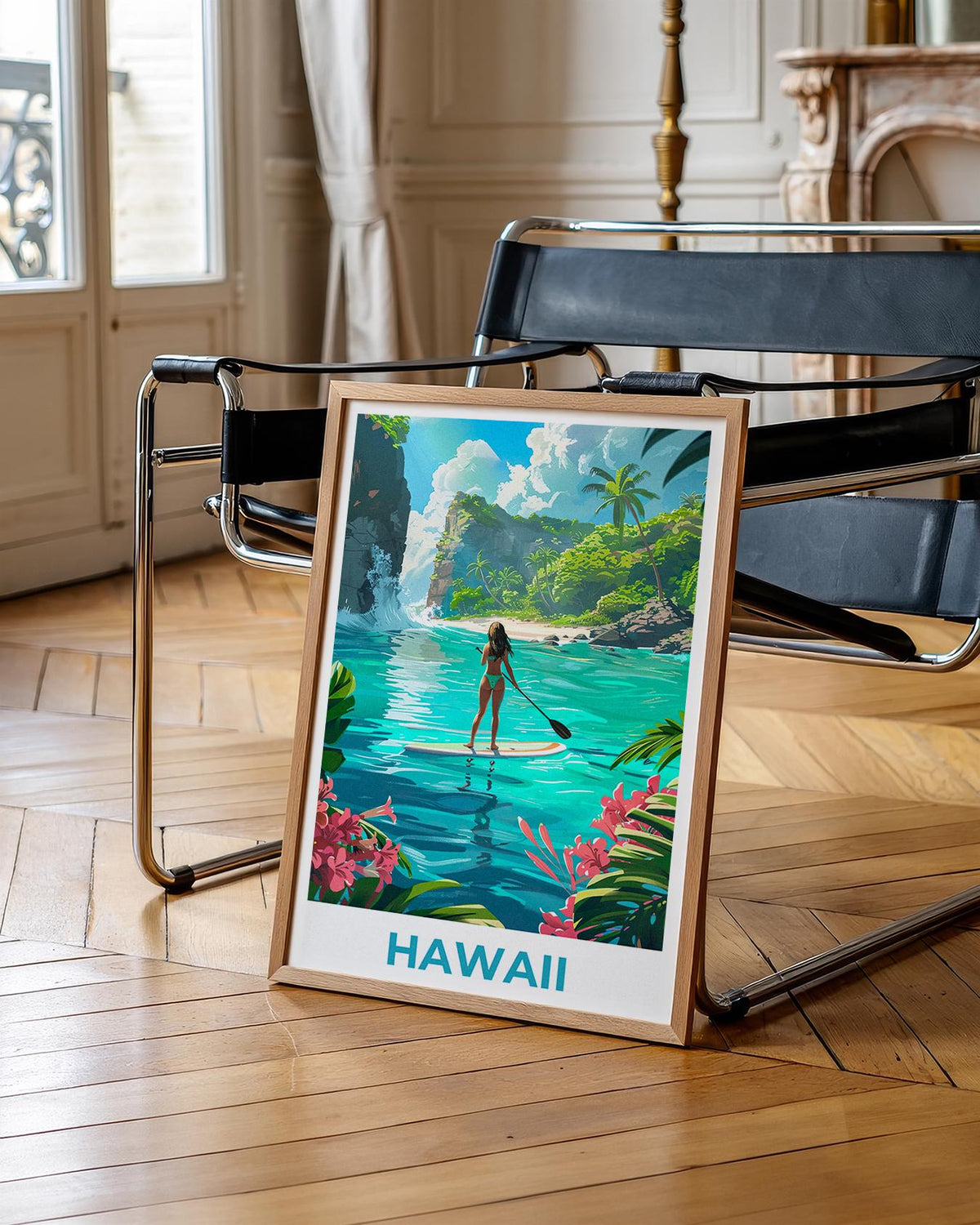 Hawaii Paddleboarding Lagoon Tropical Cove Poster
