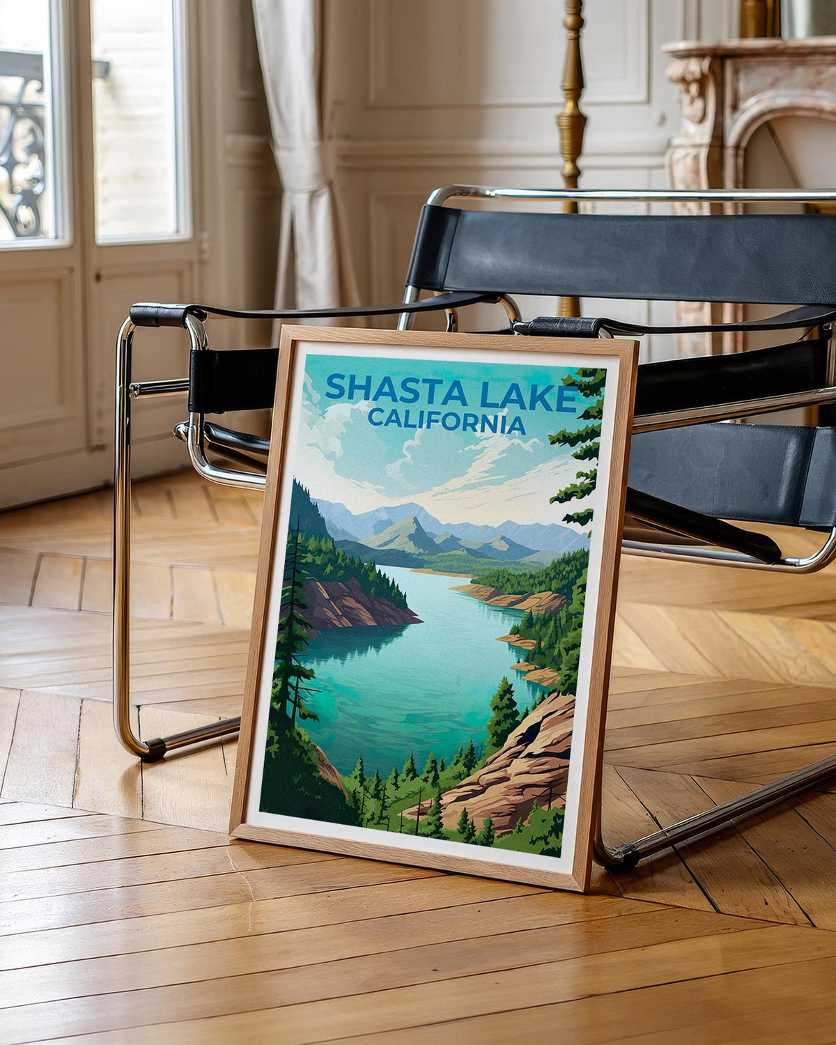 Shasta Lake California Poster – Forest Lake Mountains Print