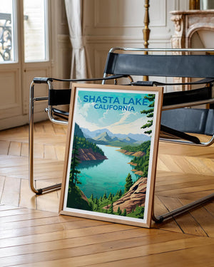 Shasta Lake California Poster – Forest Lake Mountains Print