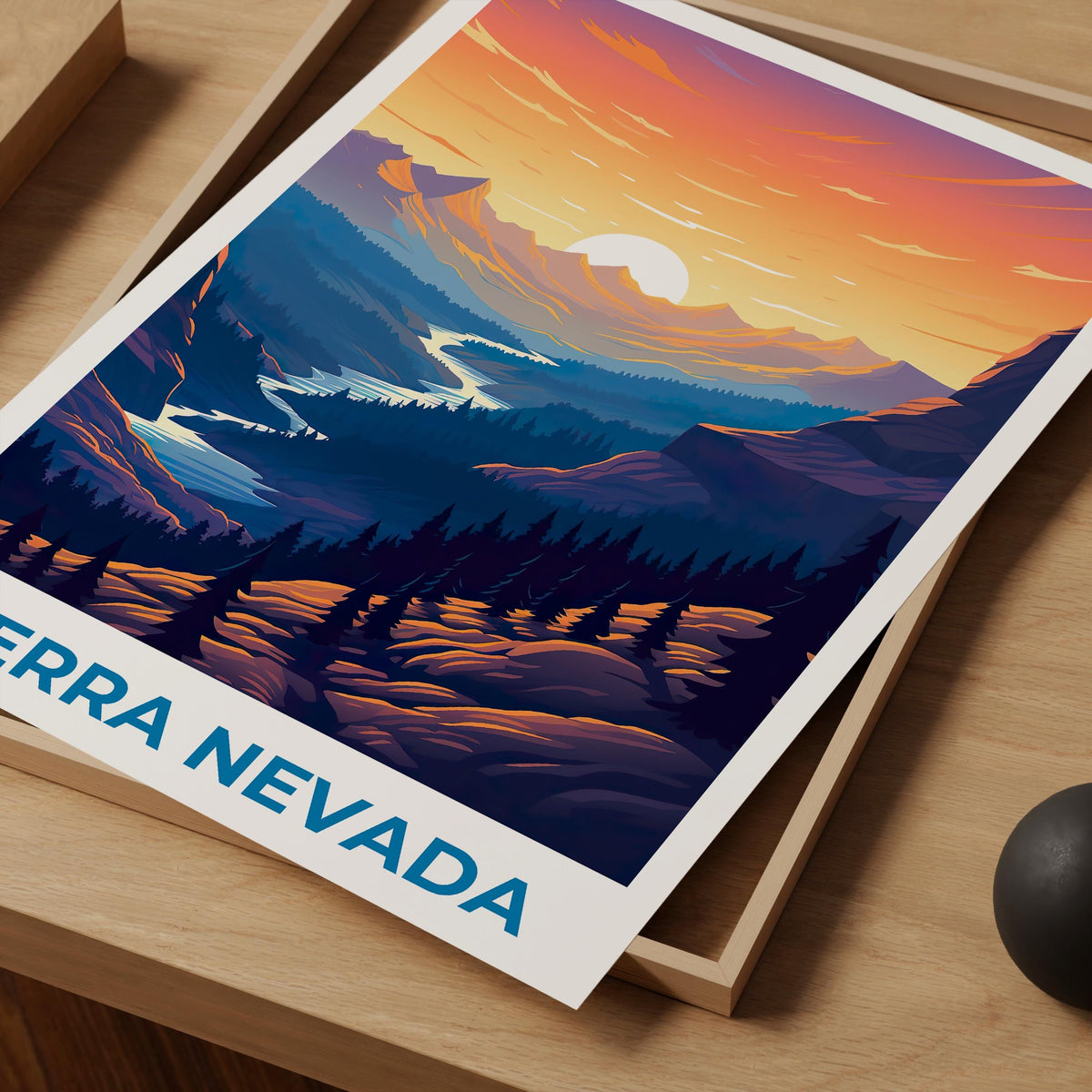 Sierra Nevada Poster – Sunrise Valley & Pine Forest Print