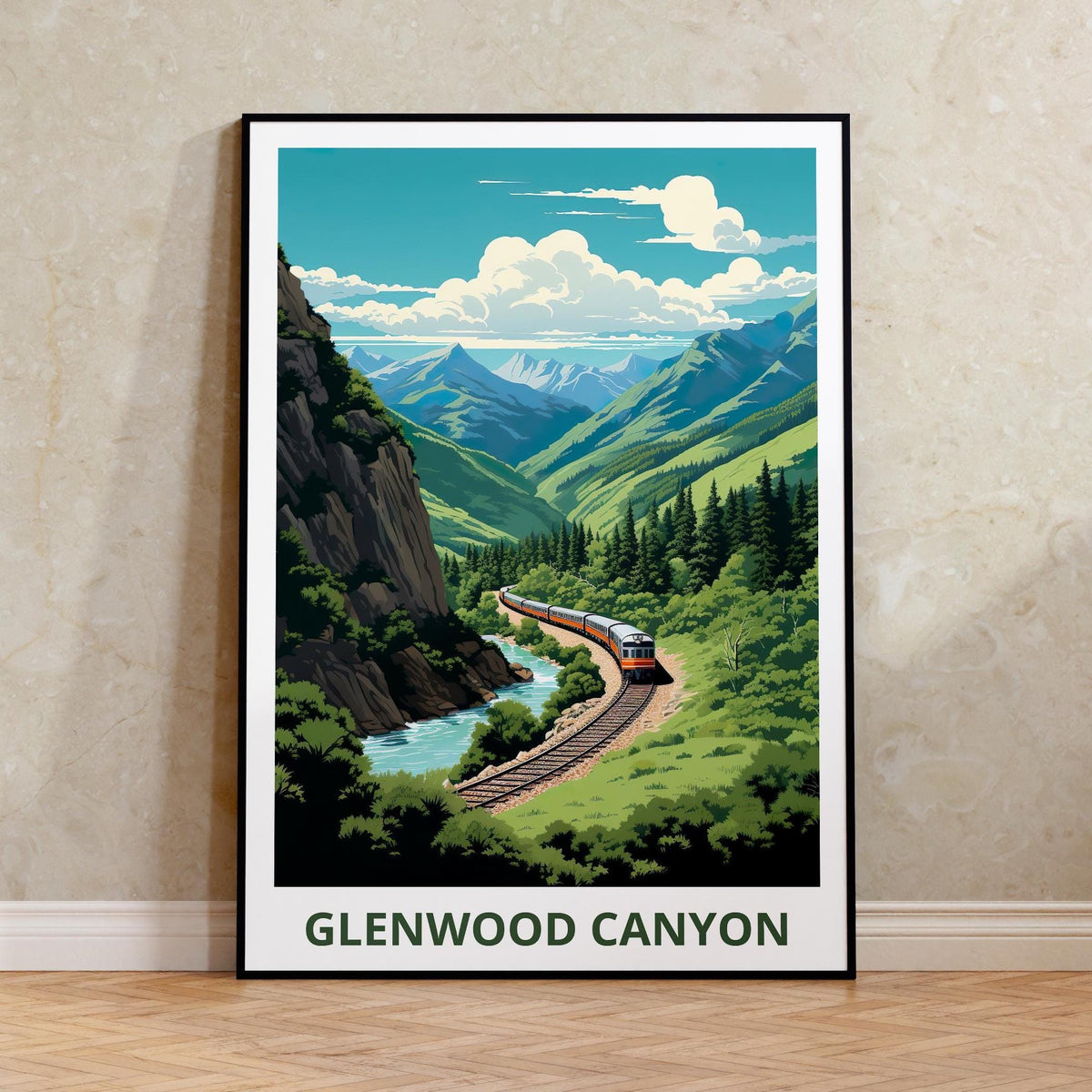 Glenwood Canyon Poster - Colorado Train Through the Canyon