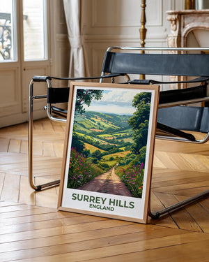 Surrey Hills England Poster, Rolling Countryside Path Print