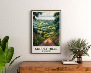 Surrey Hills England Poster, Rolling Countryside Path Print