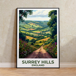 Surrey Hills England Poster, Rolling Countryside Path Print