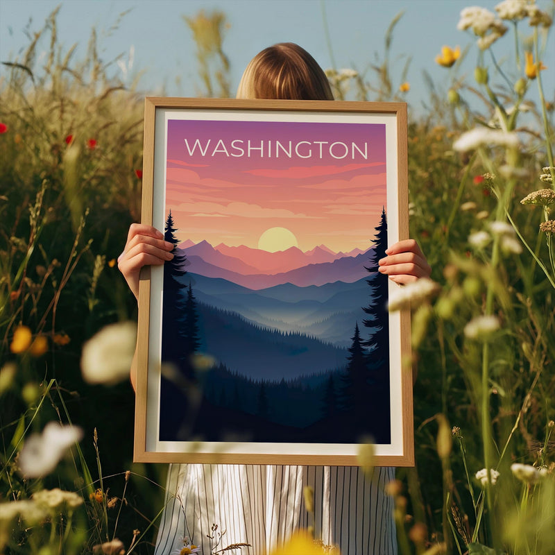Olympic National Park Poster – Washington Sunset Ridges