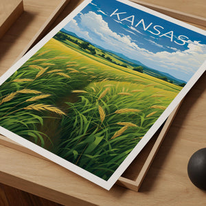Kansas Golden Wheat Field Print - Great Plains Farm Art