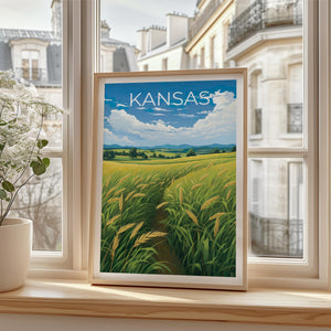 Kansas Golden Wheat Field Print - Great Plains Farm Art