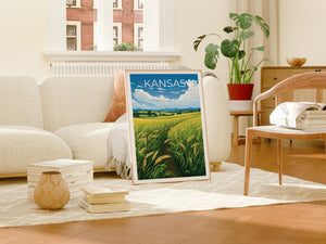 Kansas Golden Wheat Field Print - Great Plains Farm Art