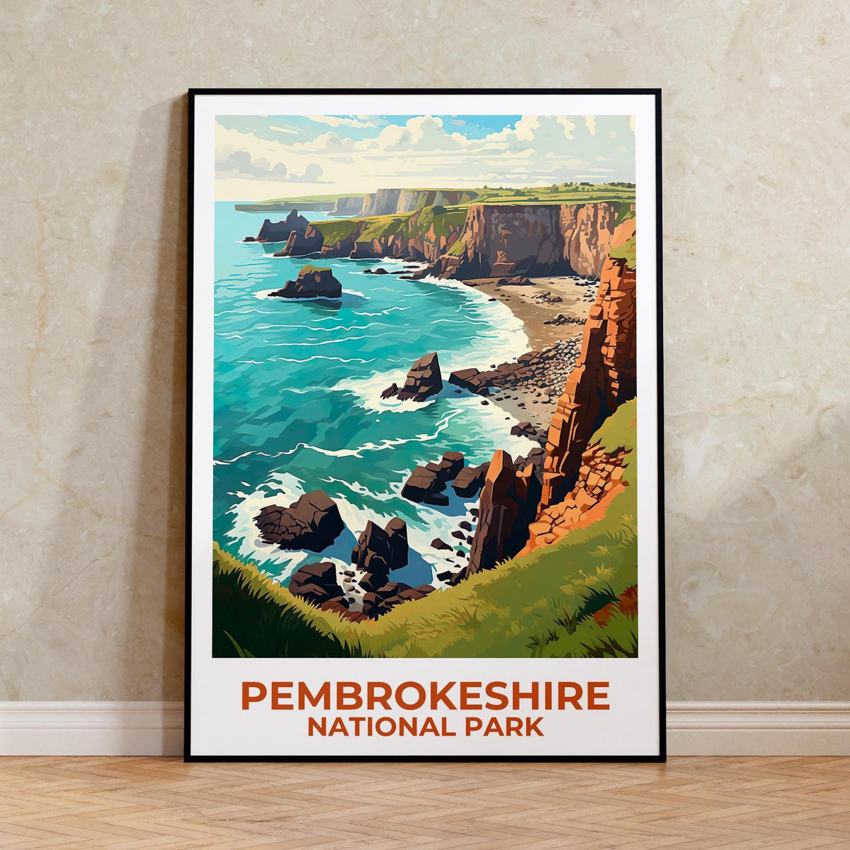 Pembrokeshire Coast Poster, Wales Sea Cliffs Wall Art