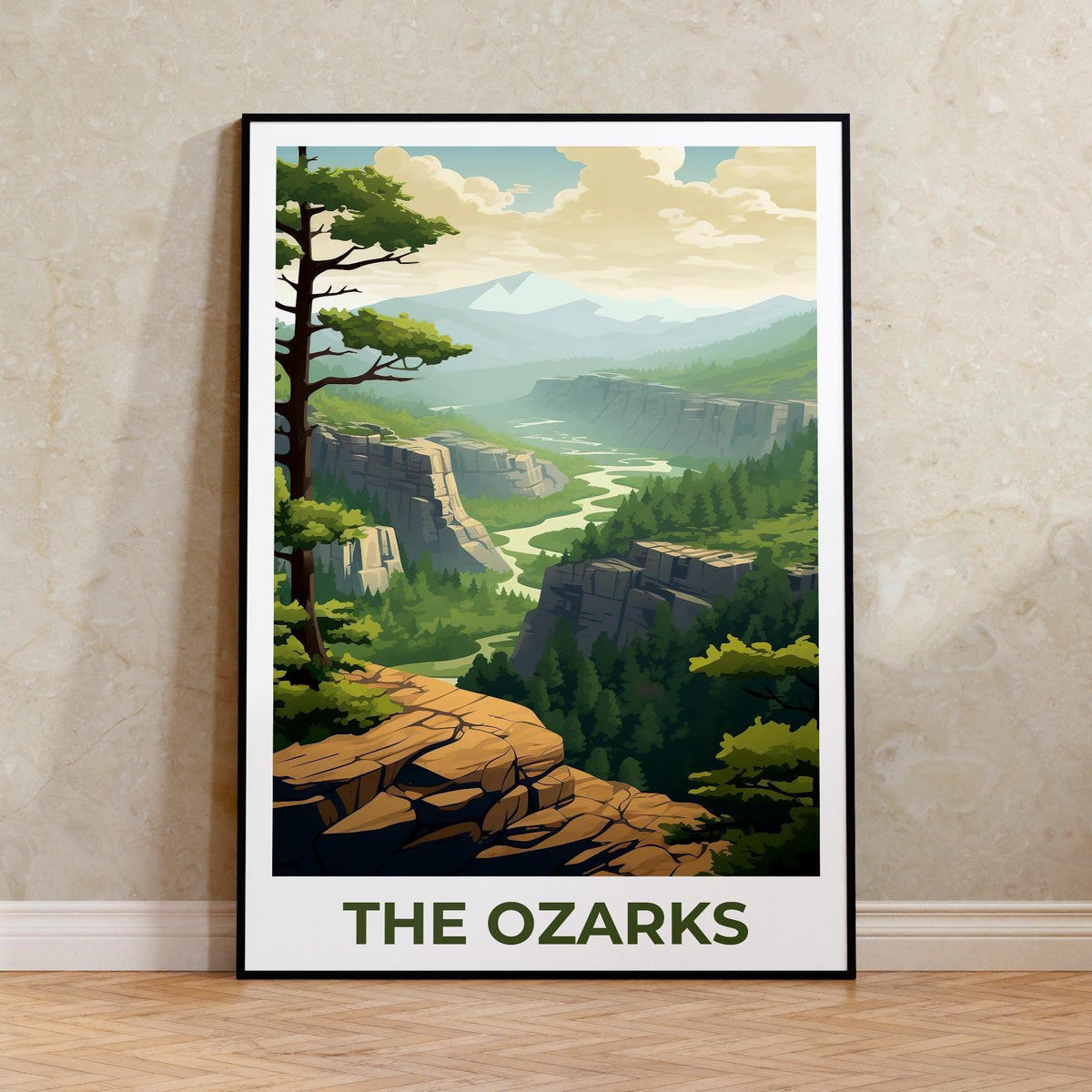 The Ozarks Poster — River Bluff Overlook Arkansas Print