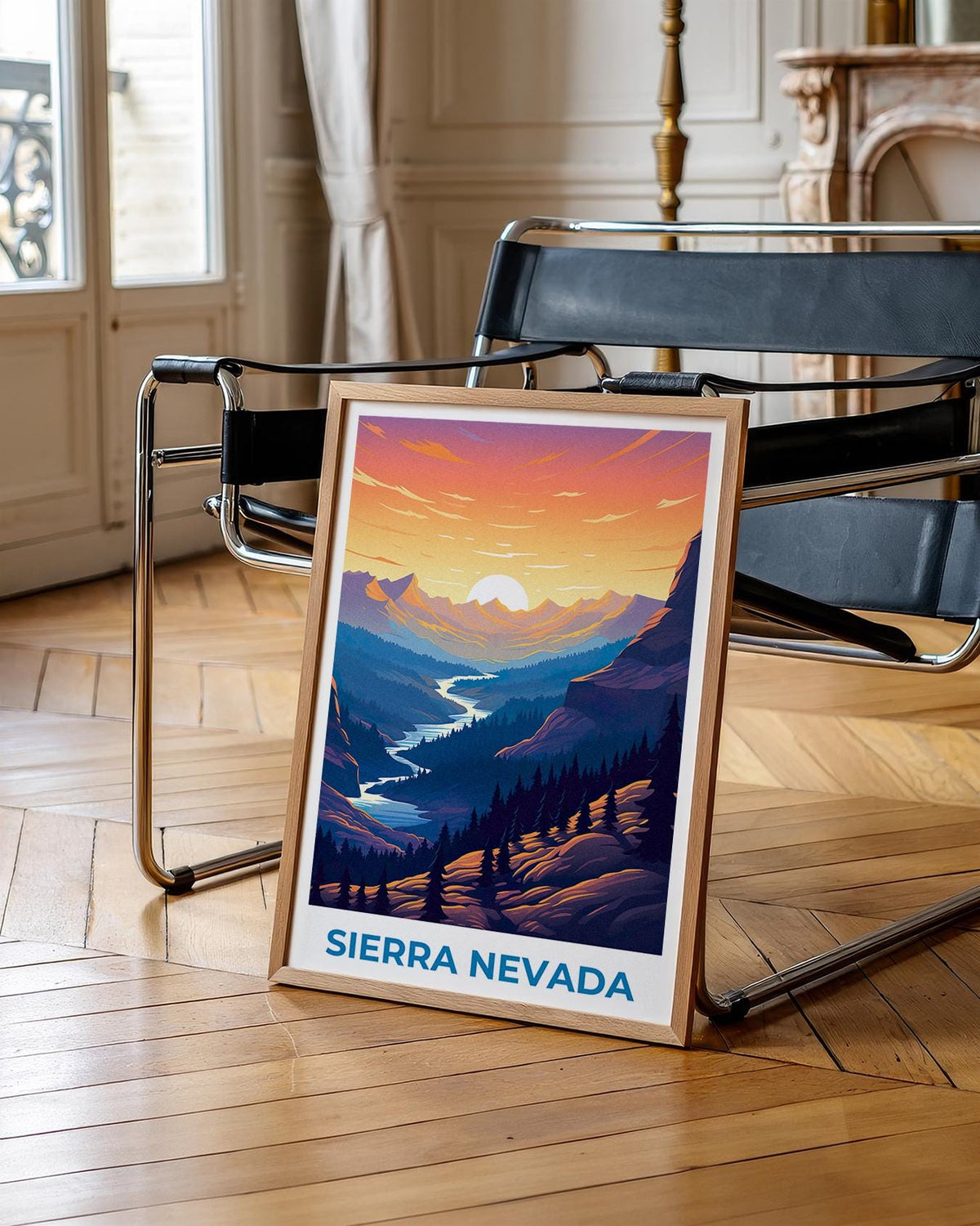 Sierra Nevada Poster – Sunrise Valley & Pine Forest Print