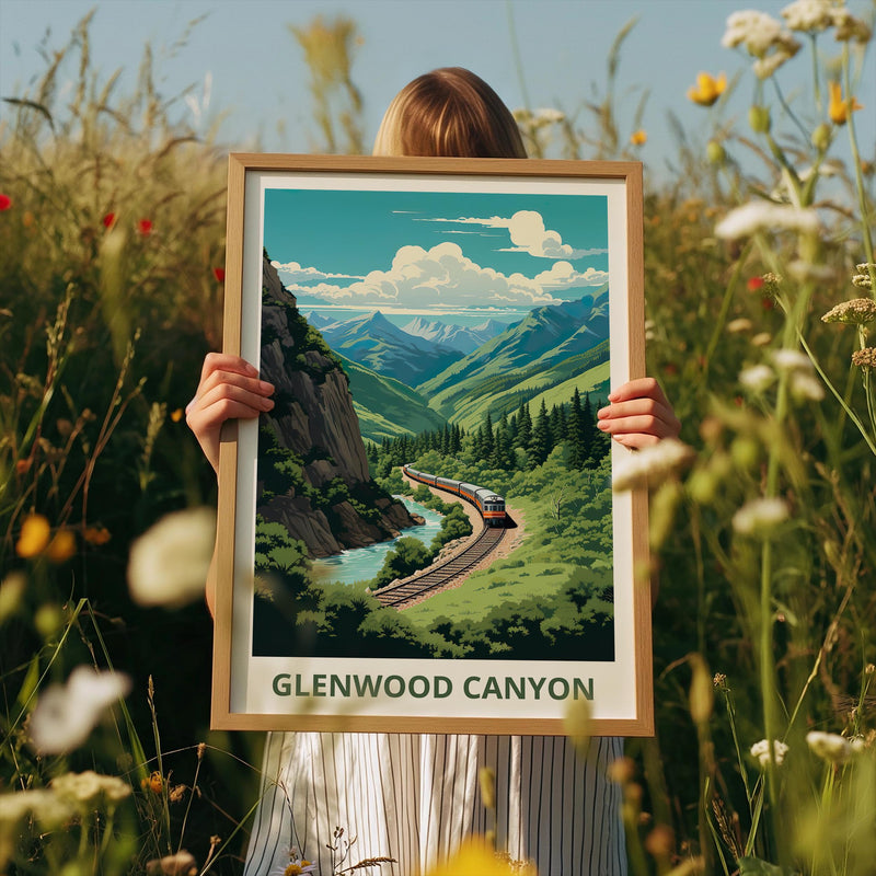 Glenwood Canyon Poster - Colorado Train Through the Canyon