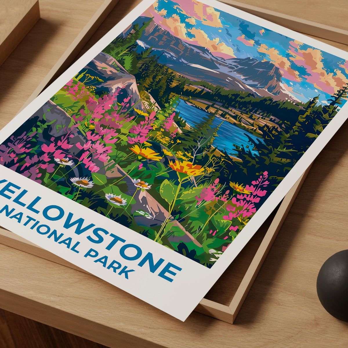 Yellowstone Poster – Wildflower Lake & Peaks Art Print