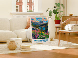 Yellowstone Poster – Wildflower Lake & Peaks Art Print