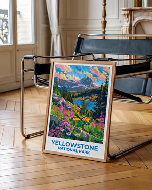 Yellowstone Poster – Wildflower Lake & Peaks Art Print